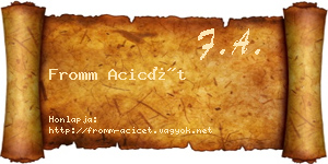 Fromm Acicét névjegykártya